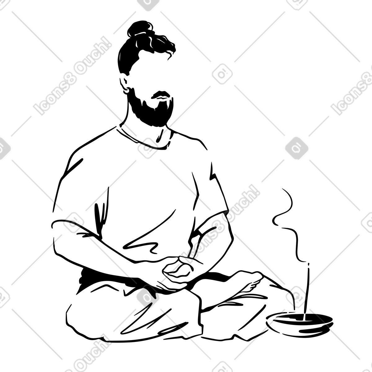 Man meditating with an aroma lamp animierte Illustration im Line-Stil als Download in GIF, Lottie (JSON), AE