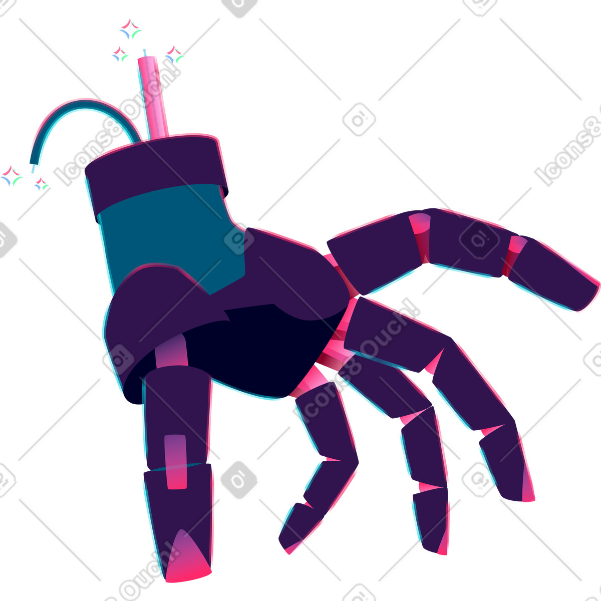 Mano di zombie illustrazione in stile Neon scarica in PNG, SVG