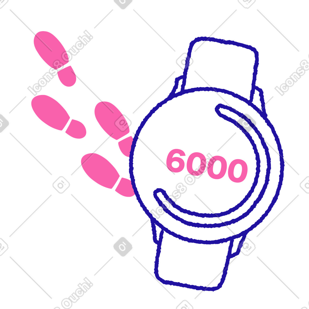 Smart watch with steps tracker illustration sound of footsteps clipart graphics