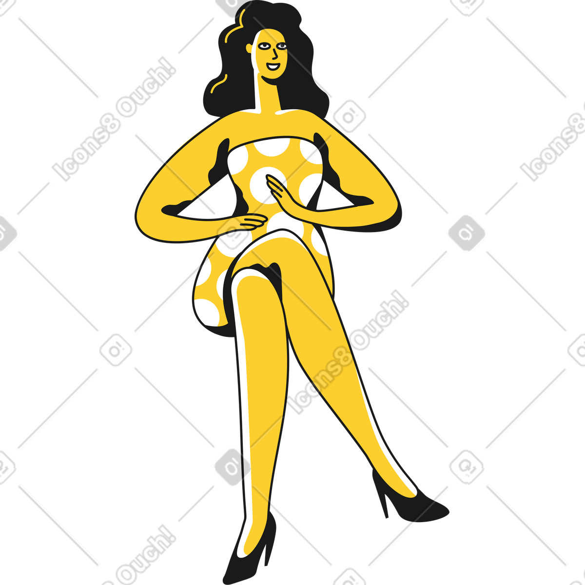 Sitting woman illustration in Taxi style download in PNG, SVG