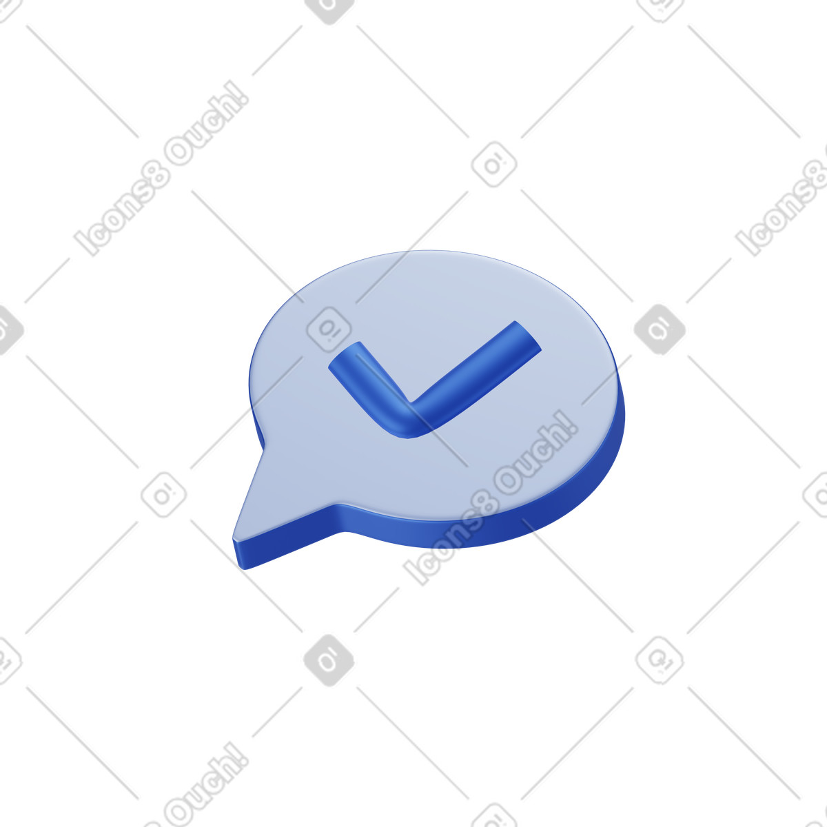 Message bubble with check mark illustration in 3D Techny style download in PNG, SVG