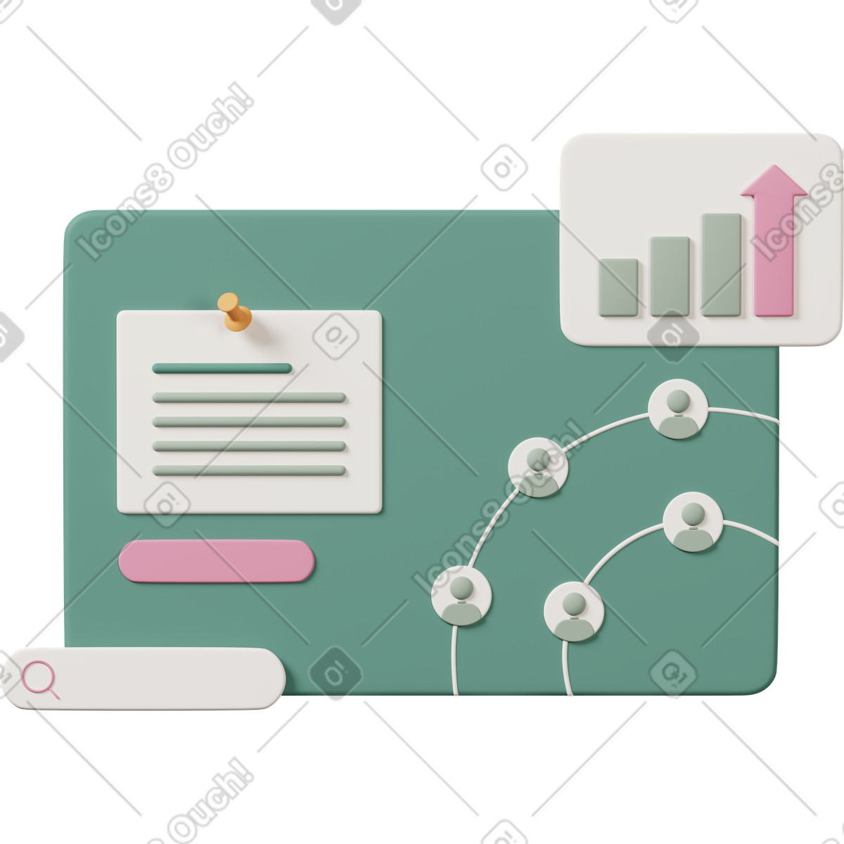 下载 3D Casual life 风格的 Data report representing growth of followers 插画，支持 PNG、SVG 格式