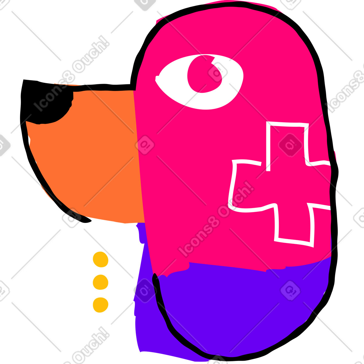 Ilustración Cabeza de perro con signo cruz salud animal en estilo Puzzle a descargar en PNG y SVG