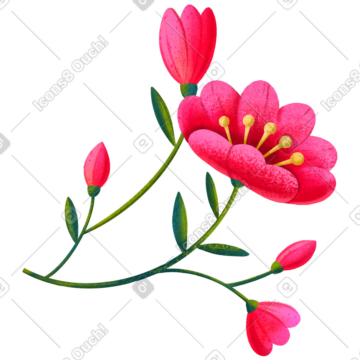 Red flowers illustration in Lettering style download in PNG, SVG