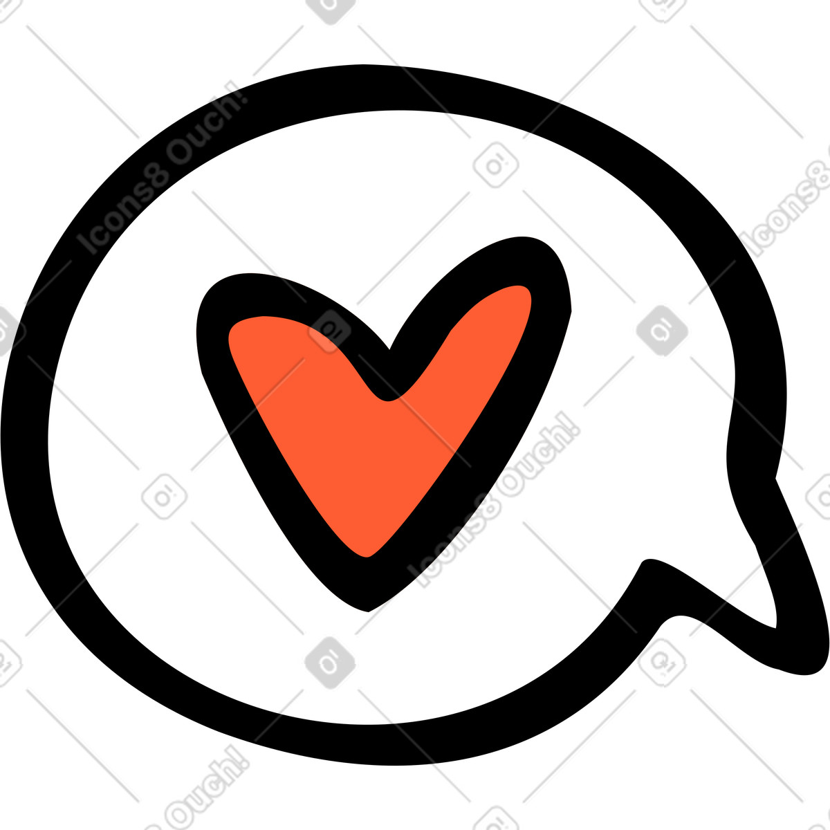 Heart in a bubble-Illustration im Comic-Stil als Download PNG, SVG