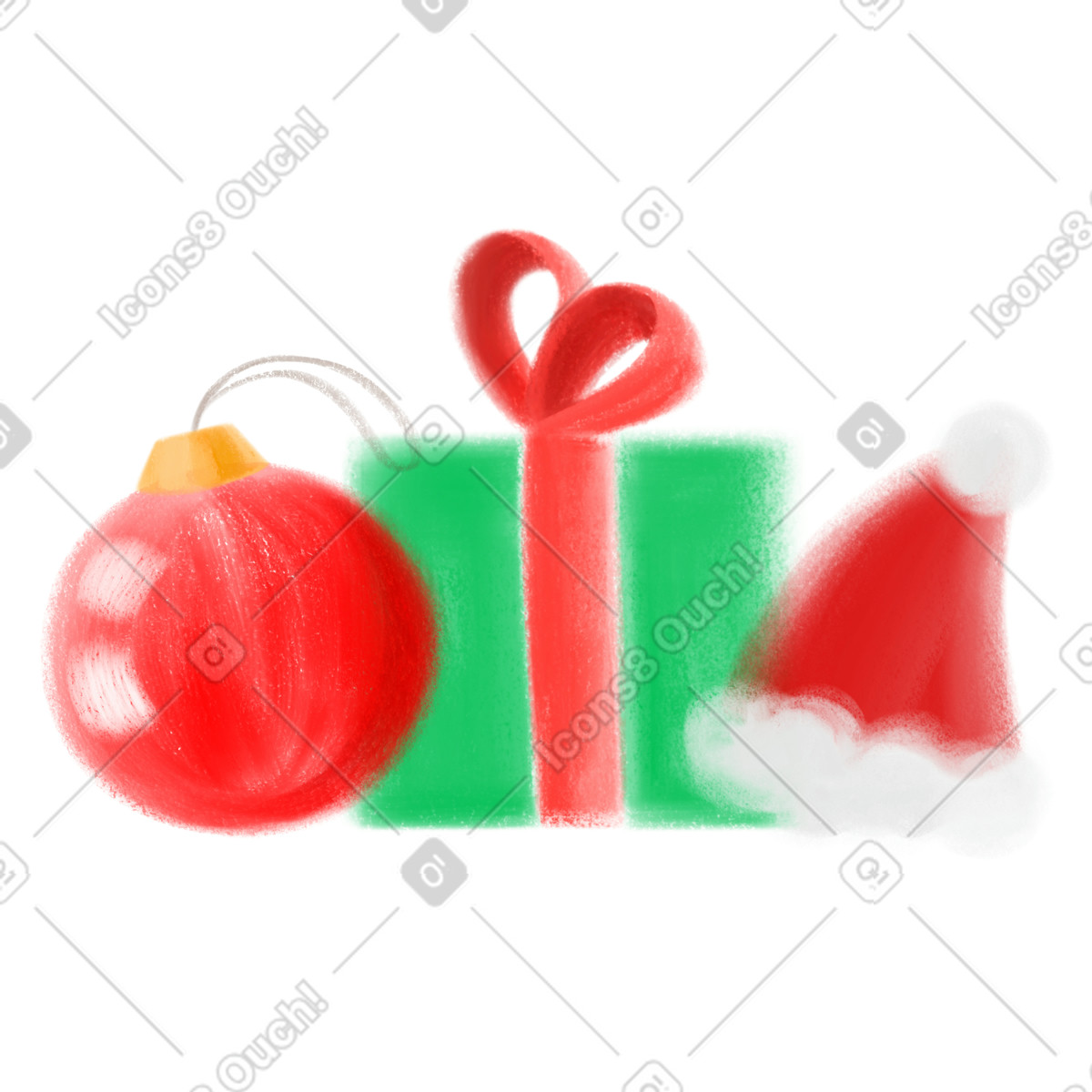 Illustration Décor et cadeau de fête noël dans le style Mushy à télécharger aux formats PNG, SVG