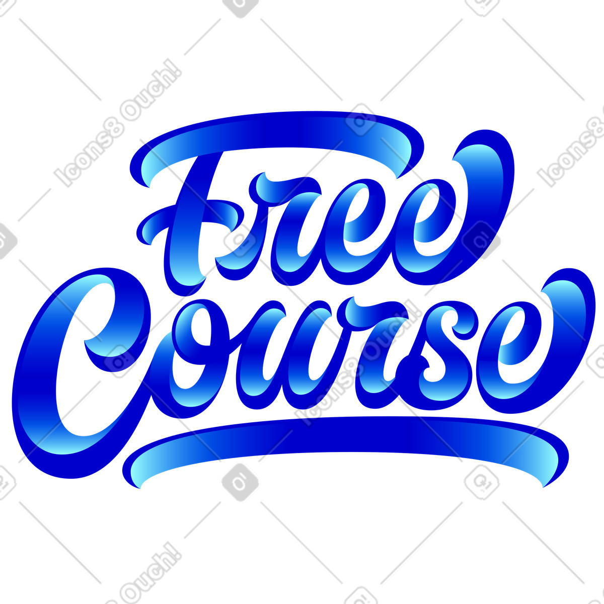 Ilustración Curso gratuito de letras con texto sombra degradado en estilo Lettering a descargar en PNG y SVG