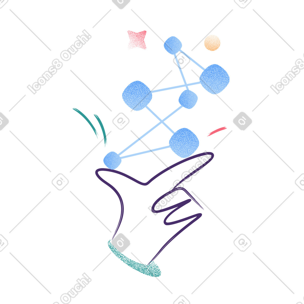 Ilustração de Neural network as a tool for work, artificial intelligence em no estilo Grain para baixar em PNG, SVG