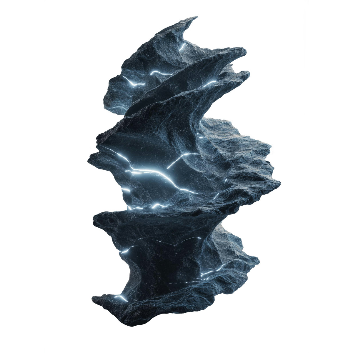 Twisted stone formation with glowing fissures illustration in Biomorphic style download in PNG, SVG
