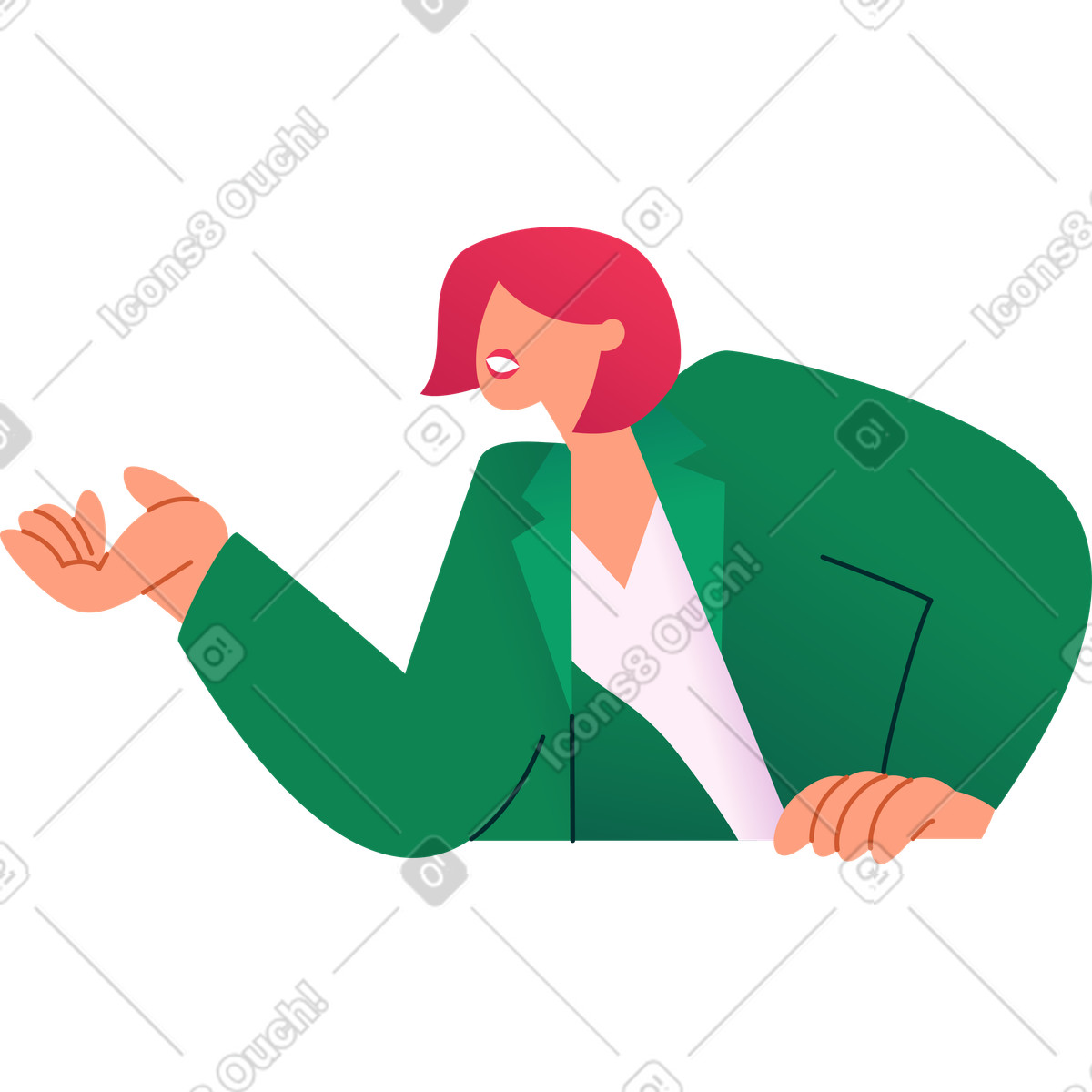 Ilustração de Mulher jaqueta verde em no estilo Colors para baixar em PNG, SVG