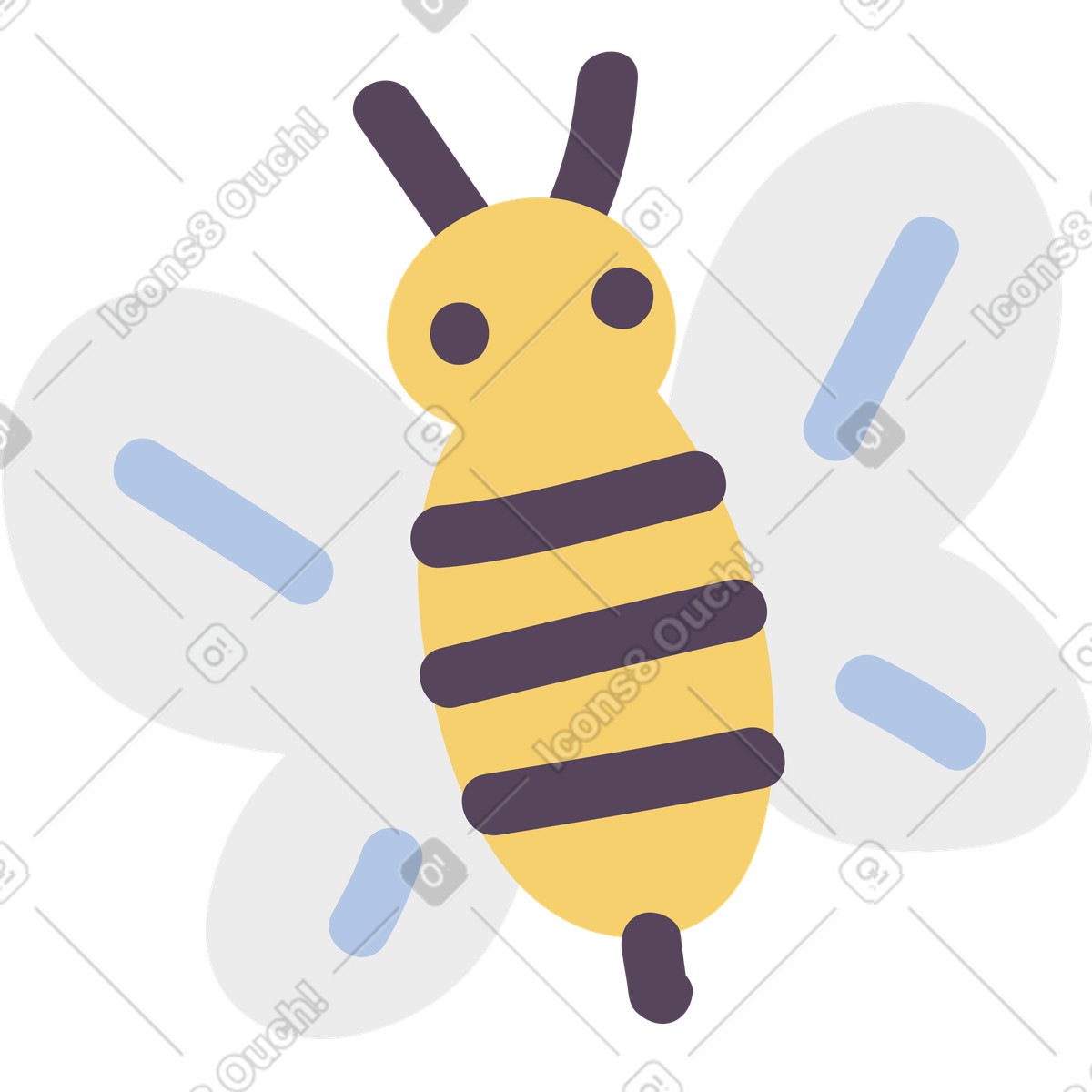 Cute bee illustration clipart with simple vector graphic details