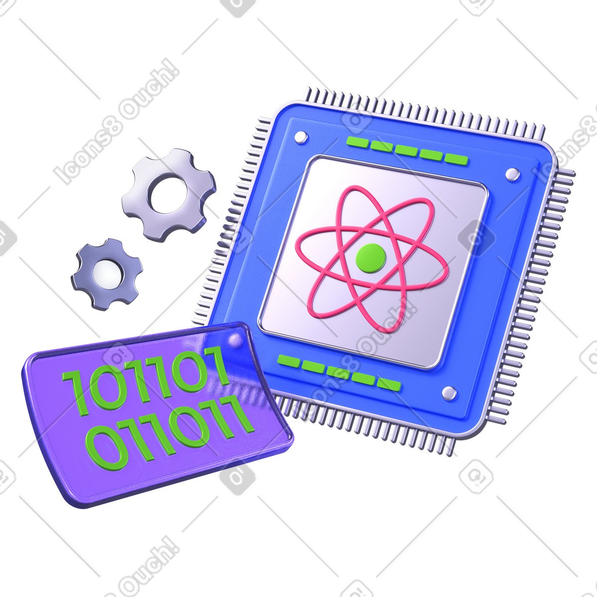 Quantum Processing Unit for Advanced Computing illustration in 3D Boost style download in PNG, SVG