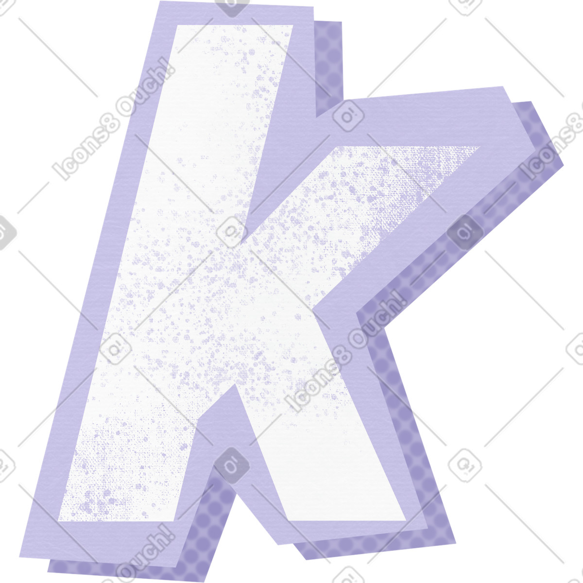 Ilustración Collage lowercase letter k en estilo Paper Cut a descargar en PNG y SVG