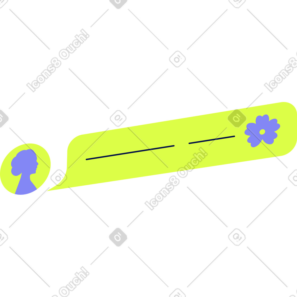 Illustration Bulle de dialogue avec fleur dans le style Glow à télécharger aux formats PNG, SVG