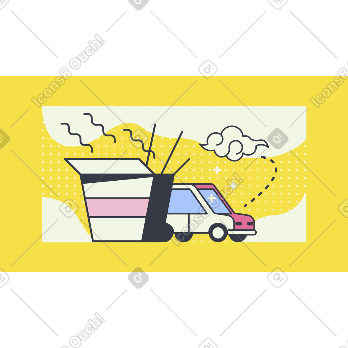 Abstract スタイルの 中華料理の配達 のイラストをPNG、SVG形式でダウンロード