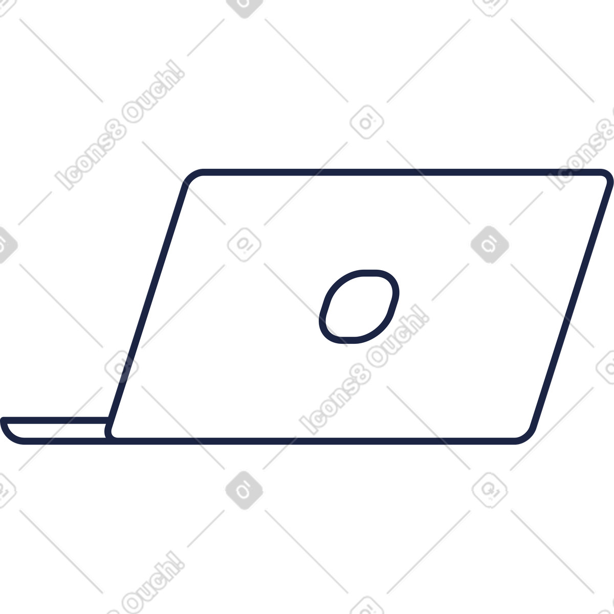 Business laptop outline with centered oval emblem illustration in Urban Line style download in PNG, SVG