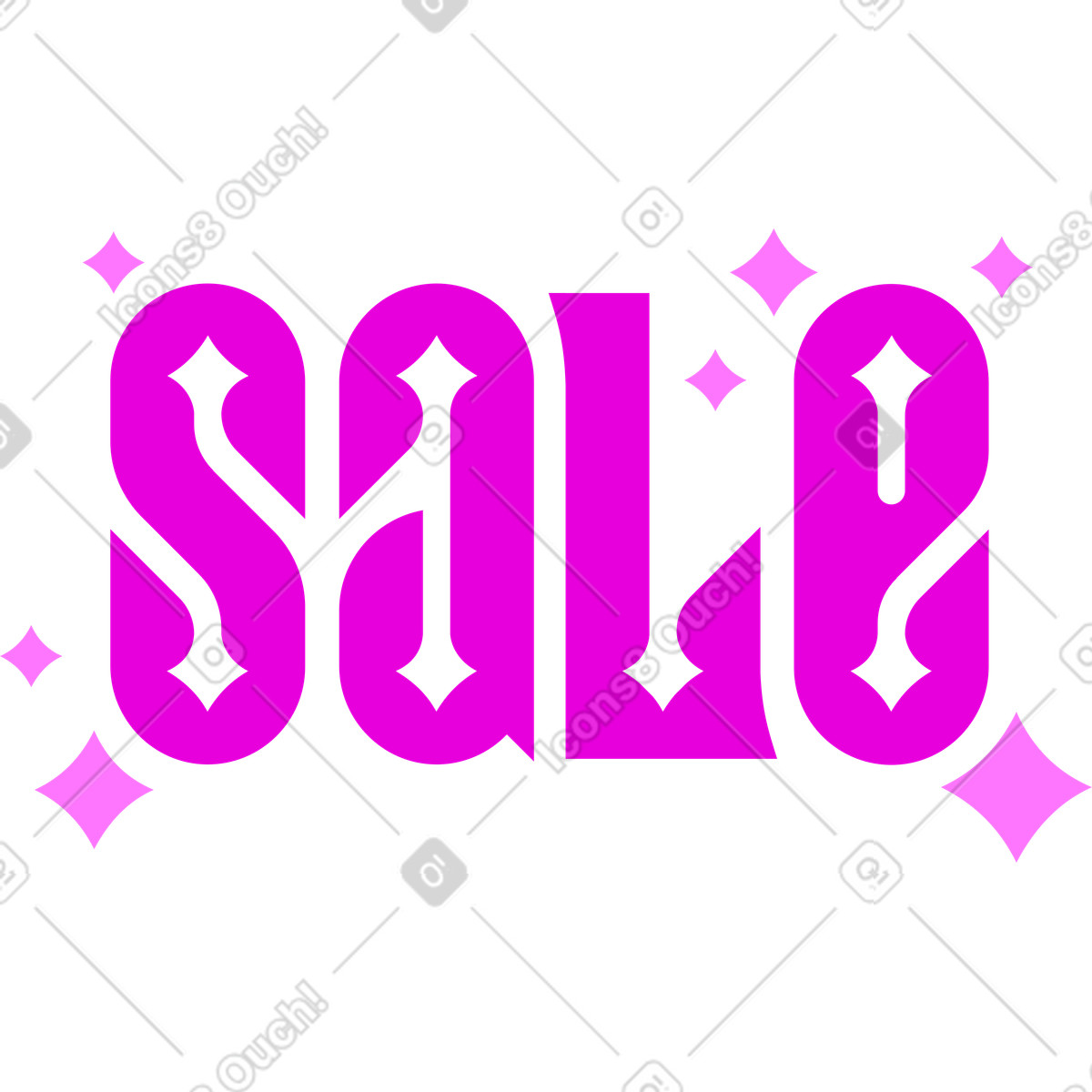 Schriftzugverkauf mit rosa sternentext-Illustration im Lettering-Stil als Download in PNG, SVG