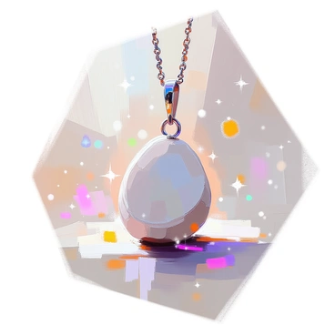A small rabbit's foot talisman, featuring soft fur with a light gray color, is suspended from a delicate silver chain. The talisman is adorned with intricate details that highlight its texture. Surrounding the talisman are numerous sparkling elements, resembling tiny stars and glimmers of light, creating a sense of enchantment. The overall composition emphasizes the charm of the talisman and the magical aura of the sparkles.