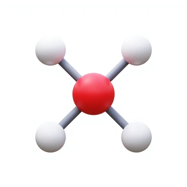 A 3D icon of a water molecule with a central "oxygen" atom. Two "hydrogen" atoms are symmetrically bonded to the oxygen atom, forming a distinct "V" shape. The atoms are rendered in bright colors: the oxygen atom in red and the hydrogen atoms in white. The bonds connecting the atoms are depicted as thin lines, visually illustrating the molecular structure clearly.