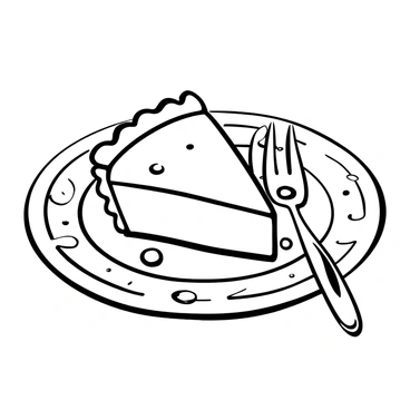 A single slice of "creampie" elegantly positioned on a delicate plate. The plate features intricate patterns etched into its surface, enhancing its elegance. Next to the slice, a polished fork rests against the plate, its prongs glinting subtly. The slice of "creampie" displays a smooth, creamy filling with a perfectly baked crust, presenting a tempting texture. A few crumbs are scattered around the plate, adding to the detail of the scene.