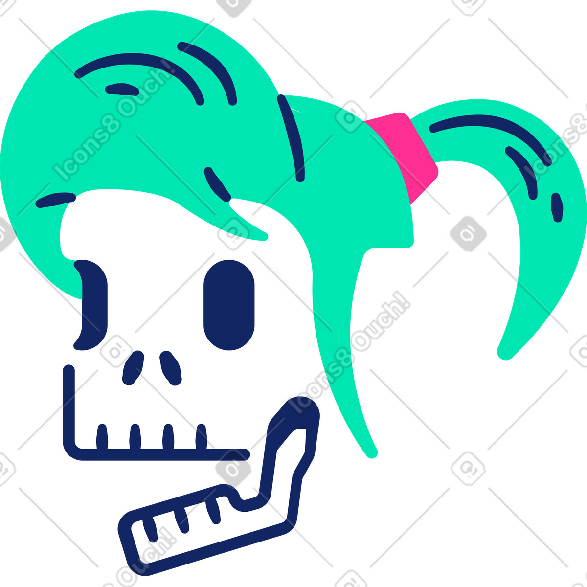 Skull girl illustration in Cyborg style download in PNG, SVG