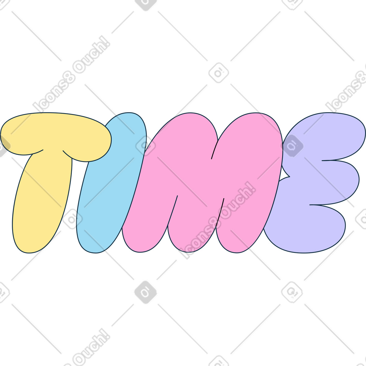 Ilustración Tiempo de letras en estilo Bubble gum a descargar en PNG y SVG