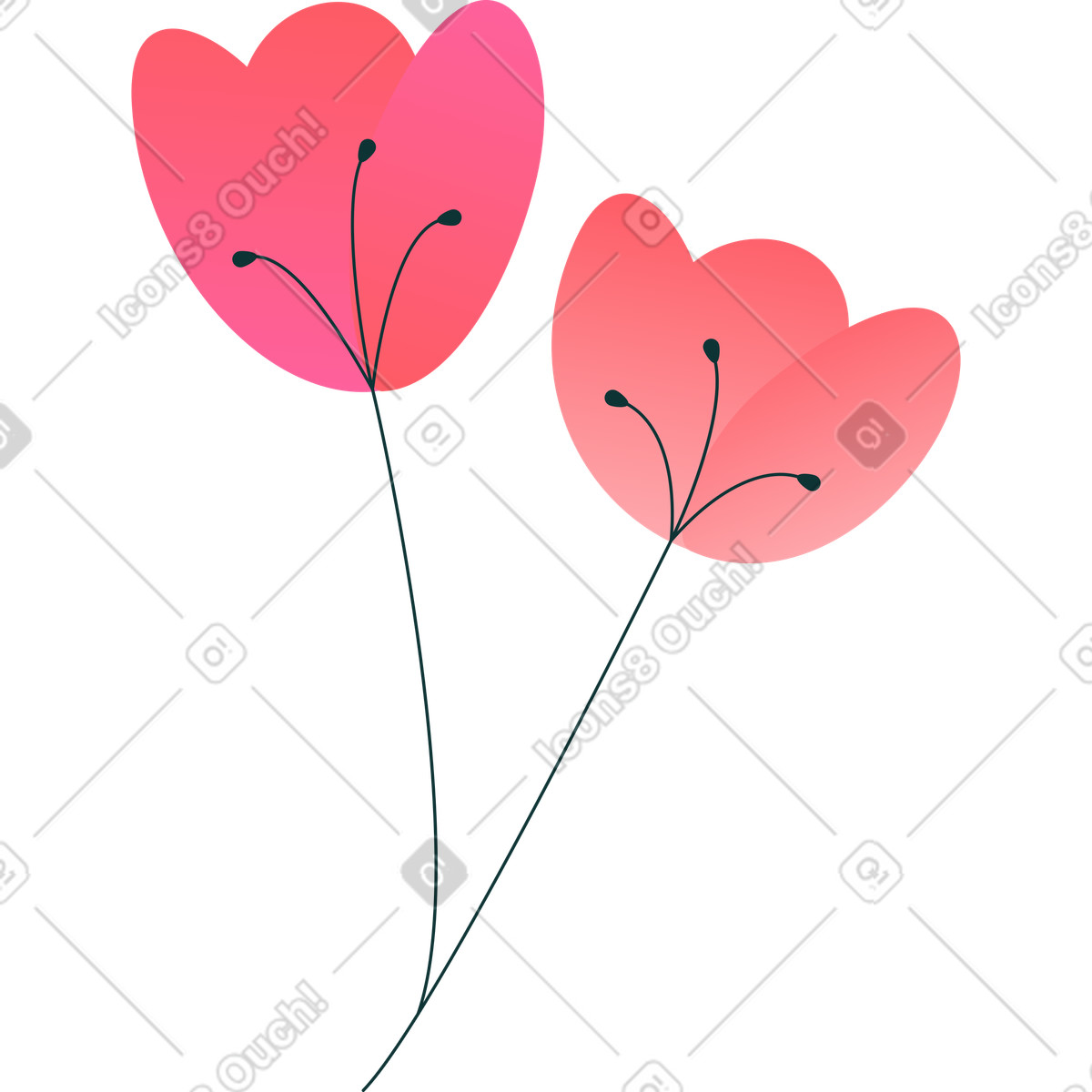 下载 Florid 风格的 红色花朵 插画，支持 PNG、SVG 格式