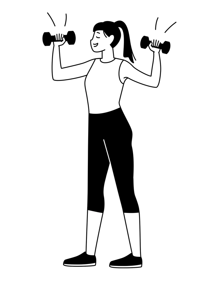 A person lifting weights with a smile - Weekday style illustration
