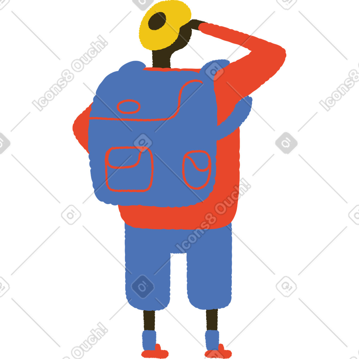 Mann mit rucksack-Illustration im Bermuda-Stil als Download in PNG, SVG