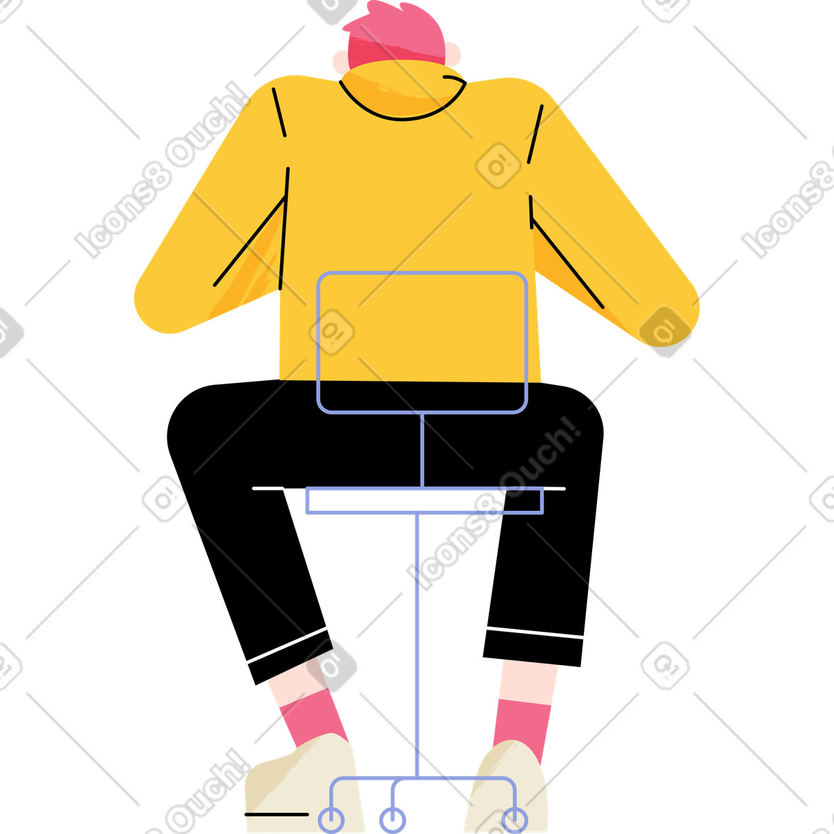 Sitting guy on a computer chair illustration in Juicy style download in PNG, SVG