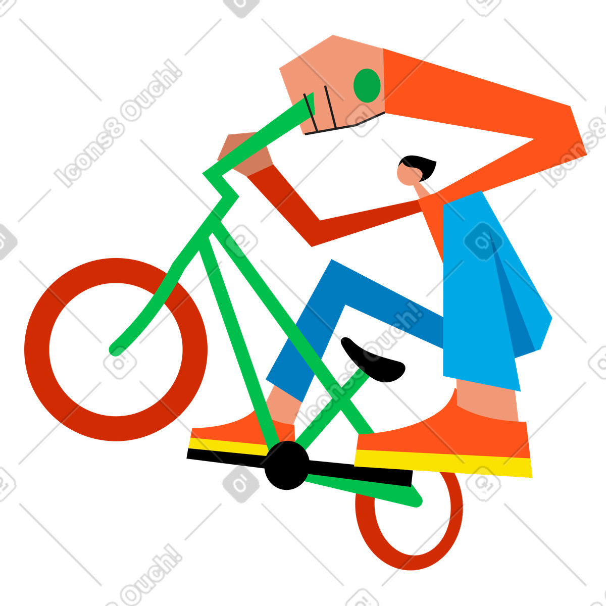 Ilustração animada de Homem na bicicleta bmx em no estilo Warp para baixar em GIF, Lottie (JSON), AE
