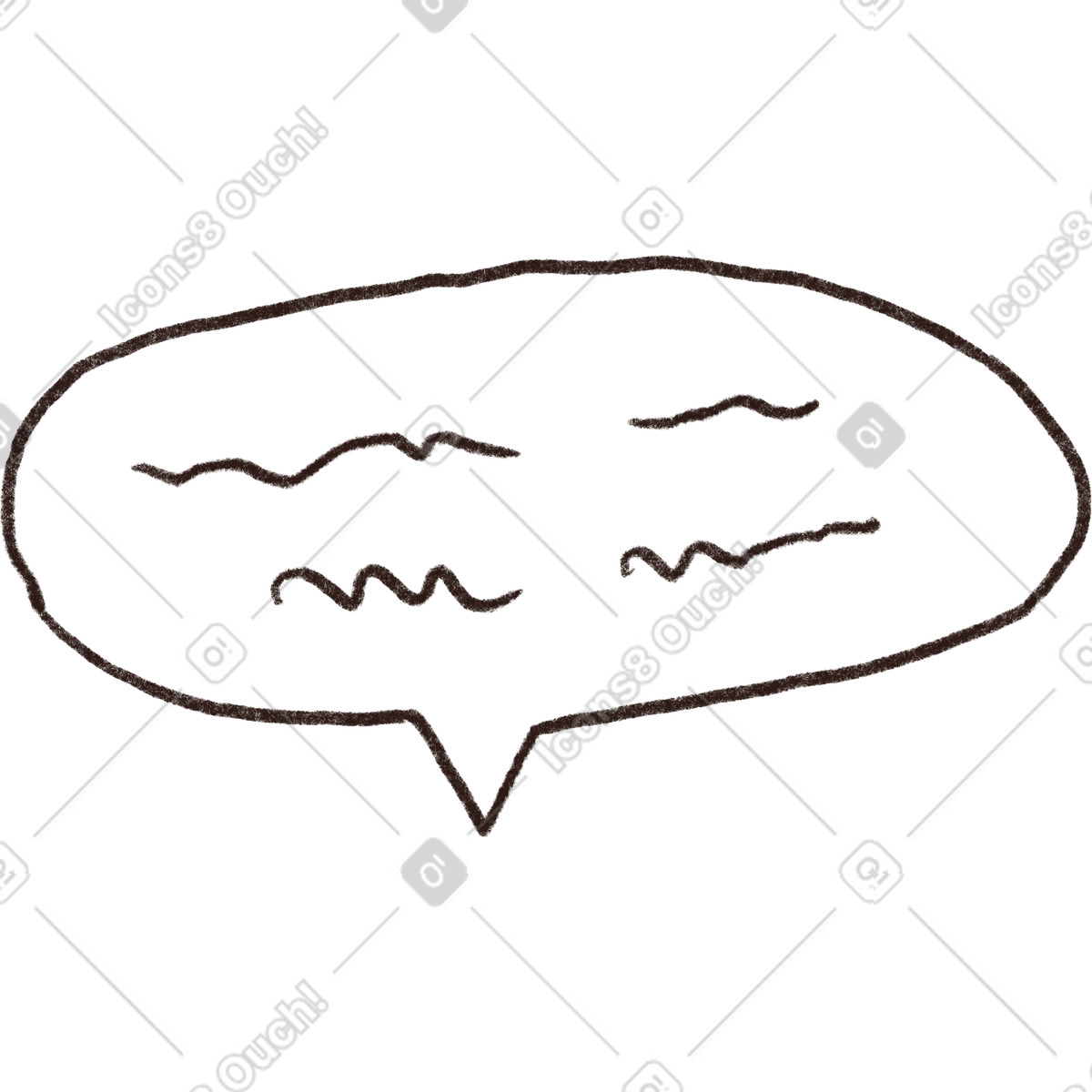 Blobby スタイルの Hand drawn speech bubble with wavy text lines のイラストをPNG、SVG形式でダウンロード