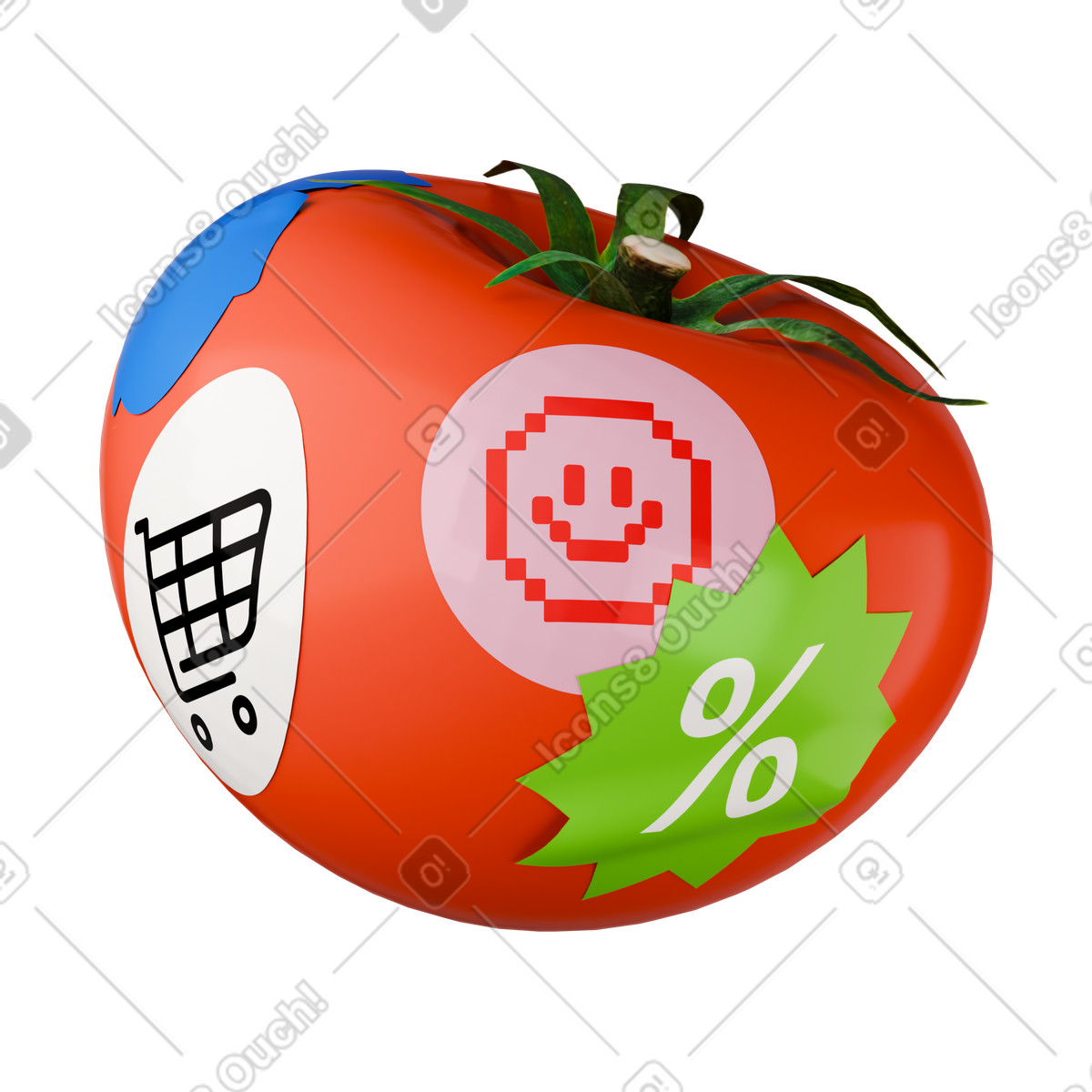 Ilustración Tomato with stickers en estilo 3D Stickle a descargar en PNG y SVG