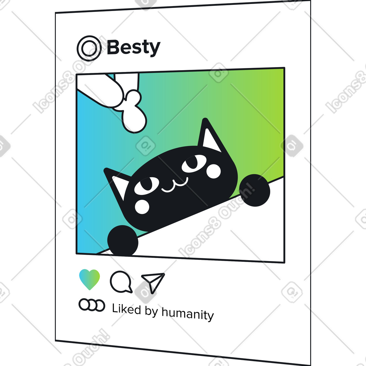 Post mit einem bild einer katze-Illustration im Breeze-Stil als Download in PNG, SVG