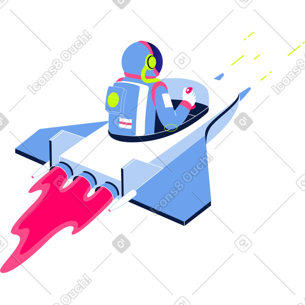 Astronaut driving a spaceship illustration in Space style download in PNG, SVG