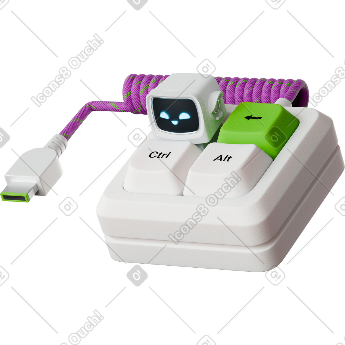 Ai robot assistant animated illustration in 3D Stickle style download in GIF, Lottie (JSON), AE