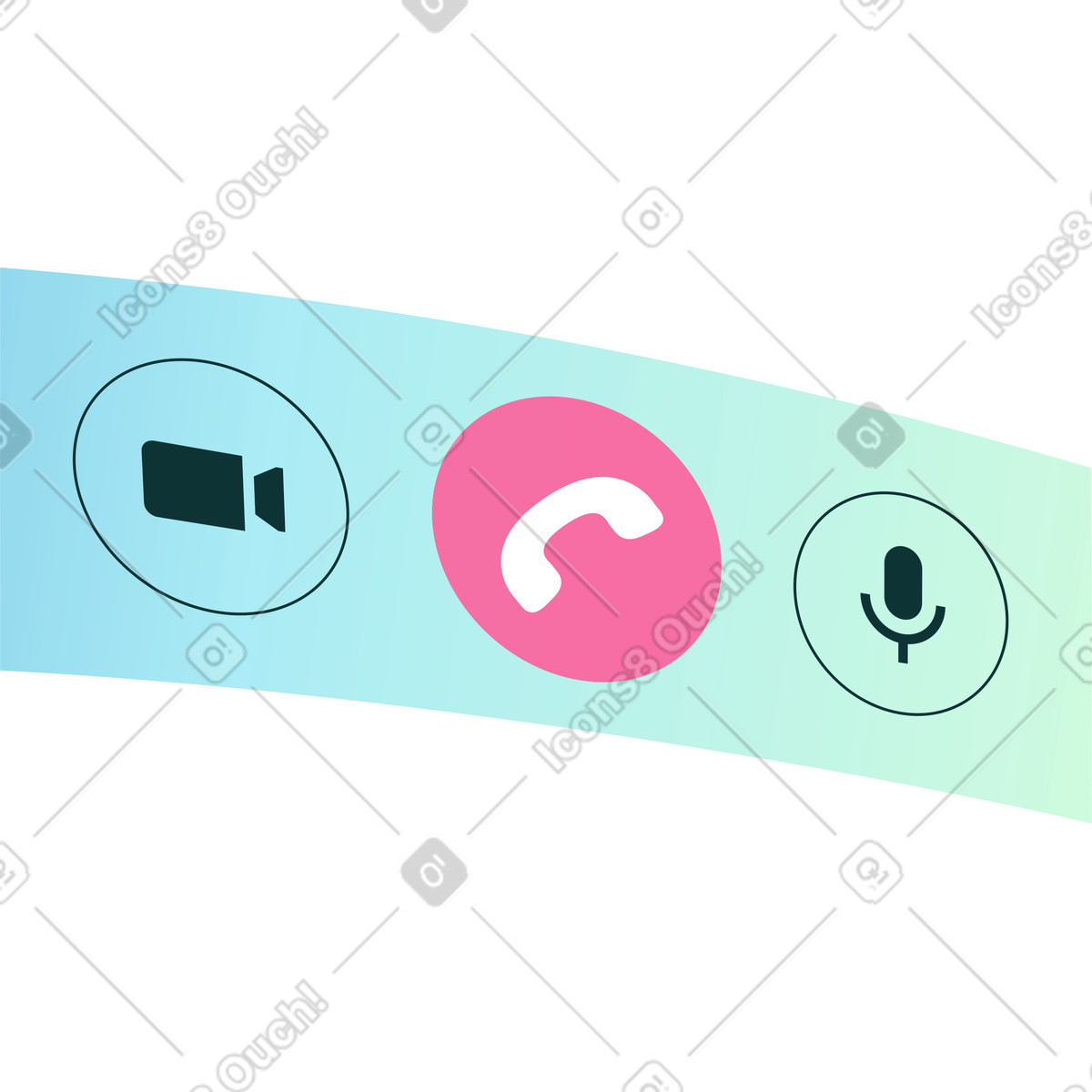 Video call buttons in perspective illustration Florid style download PNG, SVG