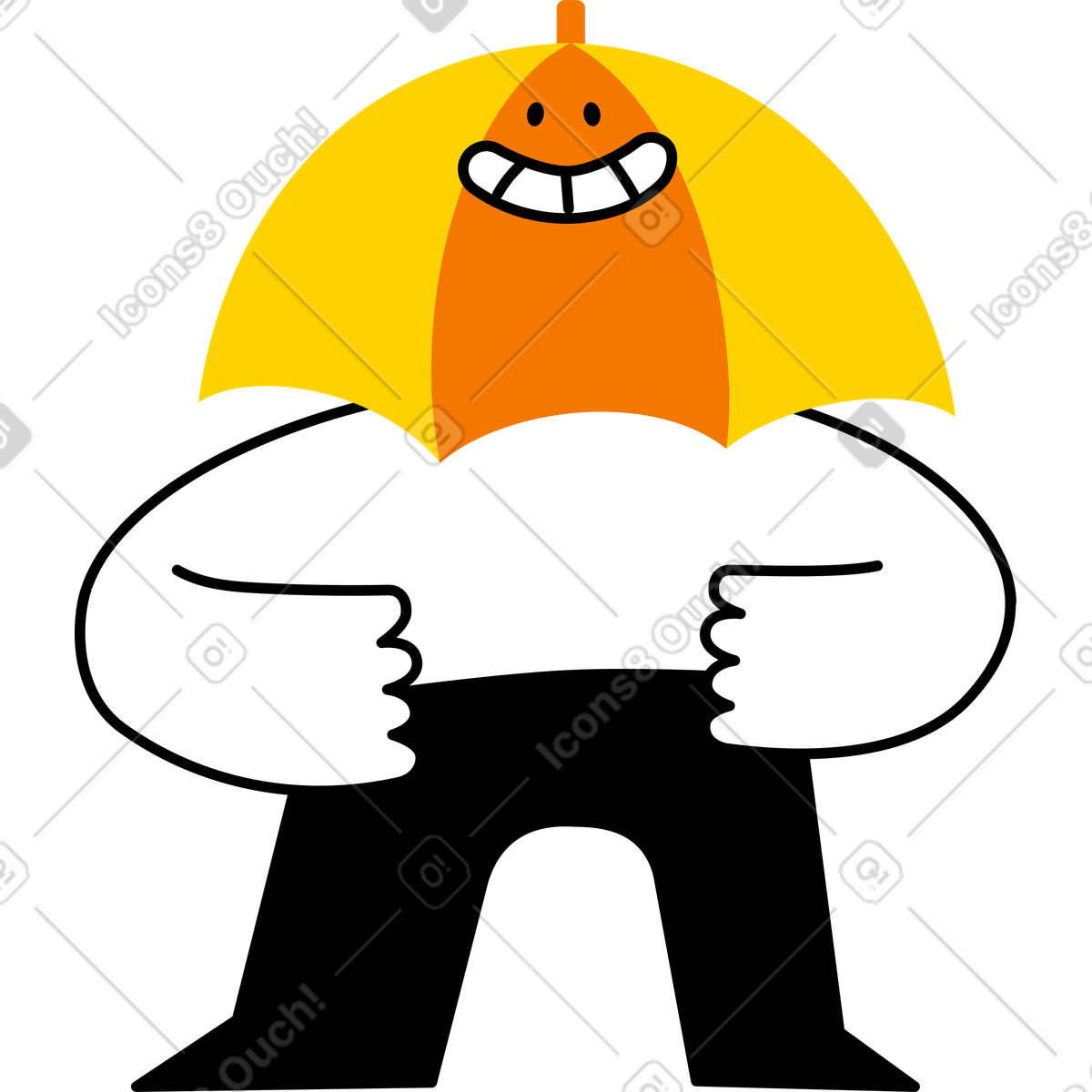 Charakter mit schirmkopf-Illustration im Giggle-Stil als Download in PNG, SVG