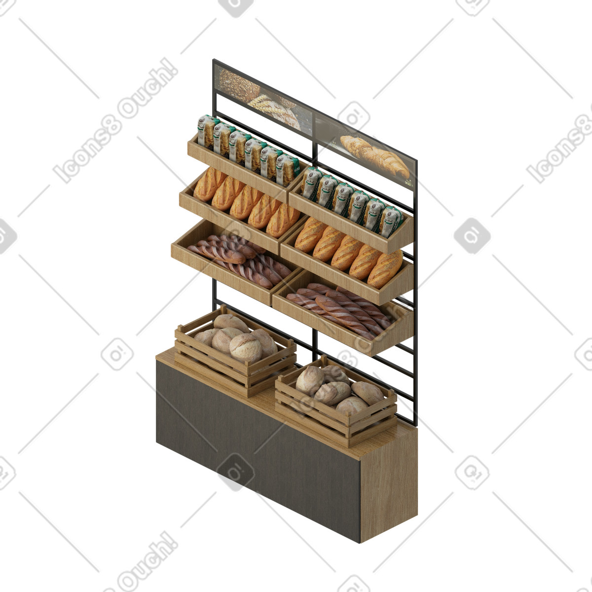Porta pane isometrico illustrazione in stile 3D Rooms scarica in PNG, SVG