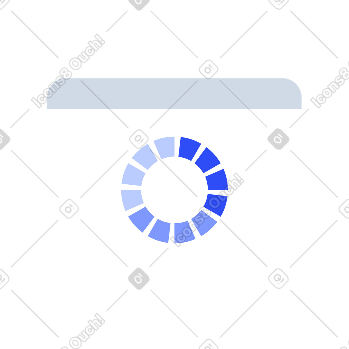Illustration Fenêtre de navigateur simple avec préchargeur tournant, état chargement la page web dans le style System à télécharger aux formats PNG, SVG