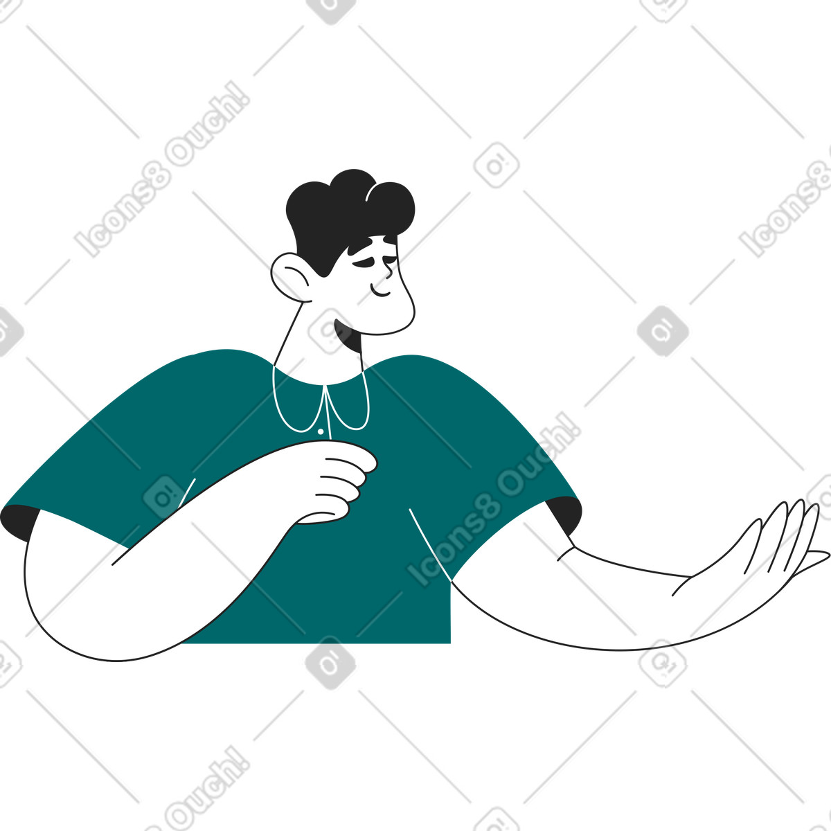Ilustração de Homem com a mão estendida em no estilo Sammy Line para baixar em PNG, SVG