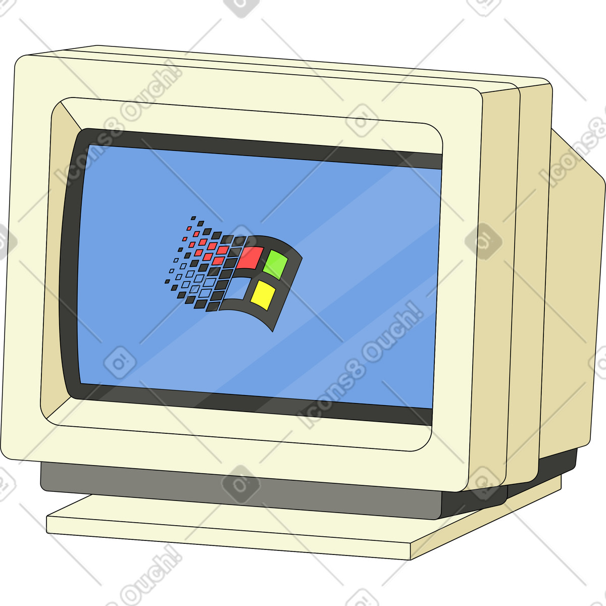 Retro スタイルの モニターpc のイラストをPNG、SVG形式でダウンロード