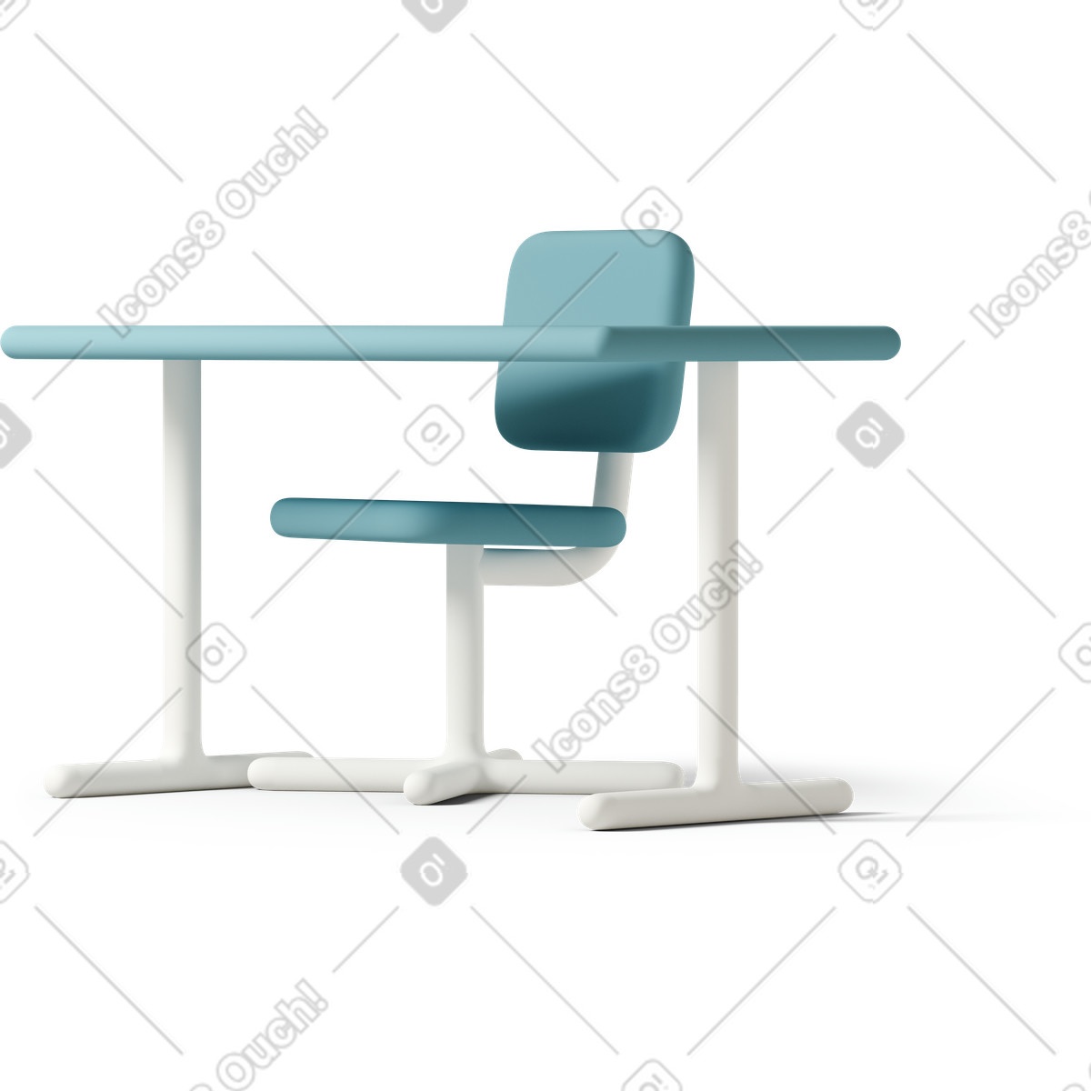 Ilustração de Green chair at desk em no estilo 3D Casual life para baixar em PNG, SVG