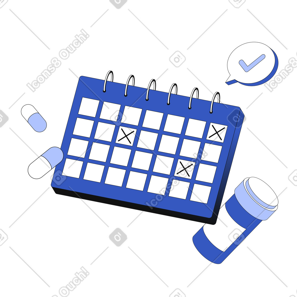 Calendario del programma di farmaci illustrazione in stile Techny scarica in PNG, SVG