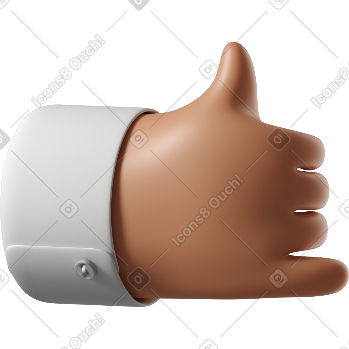 Gebräunte hauthand, die mich anruft-Illustration im 3D Hands Fun&Wild-Stil als Download in PNG, SVG