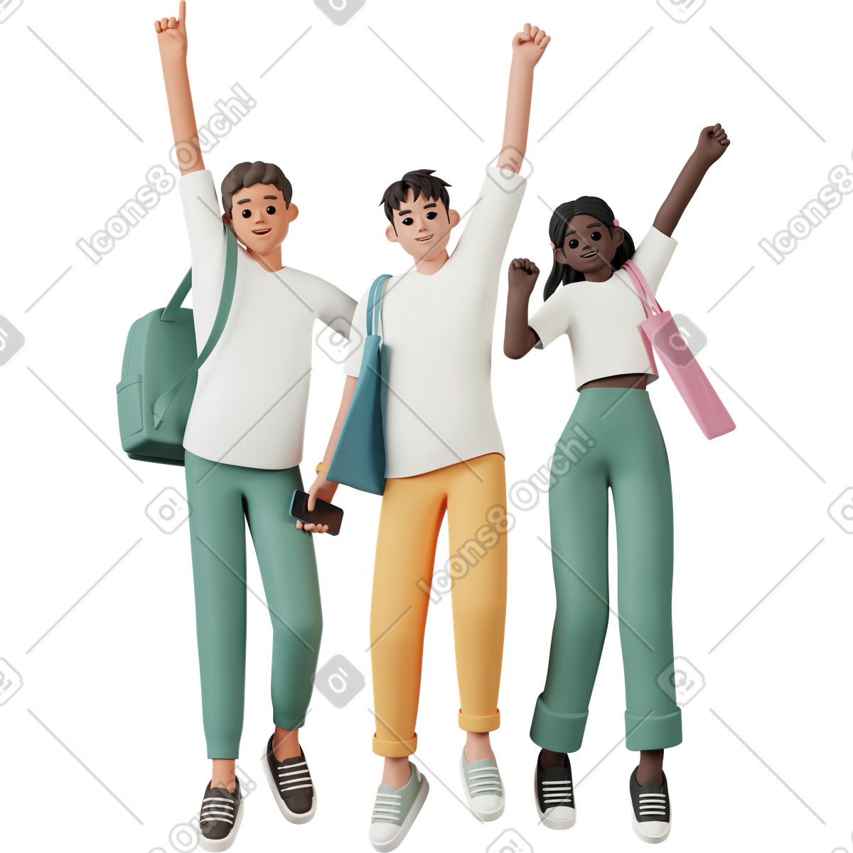 Ilustração de Young boys and girl jumping em no estilo 3D Casual life para baixar em PNG, SVG