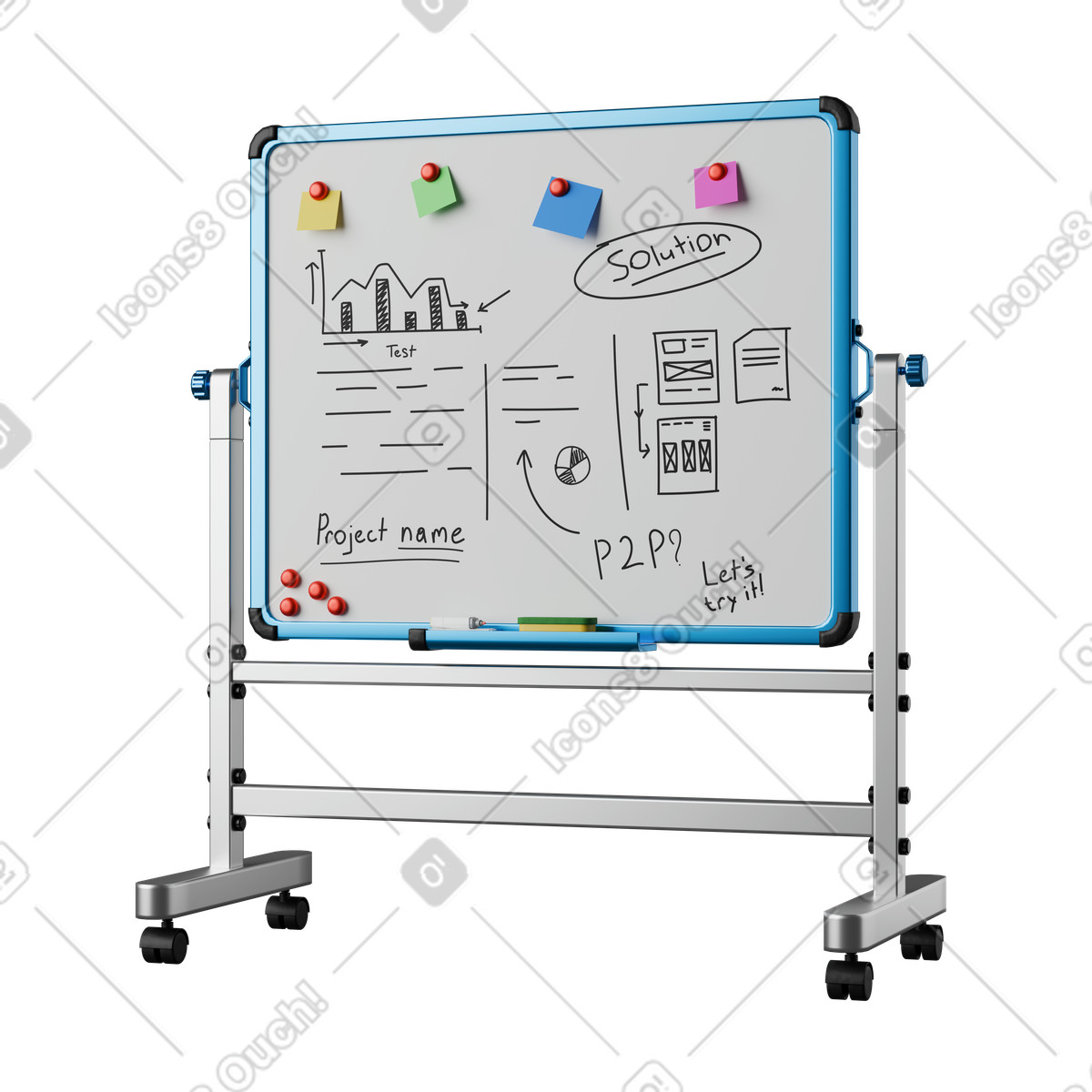 Office Whiteboard illustration in 3D Kindy style download in PNG, SVG