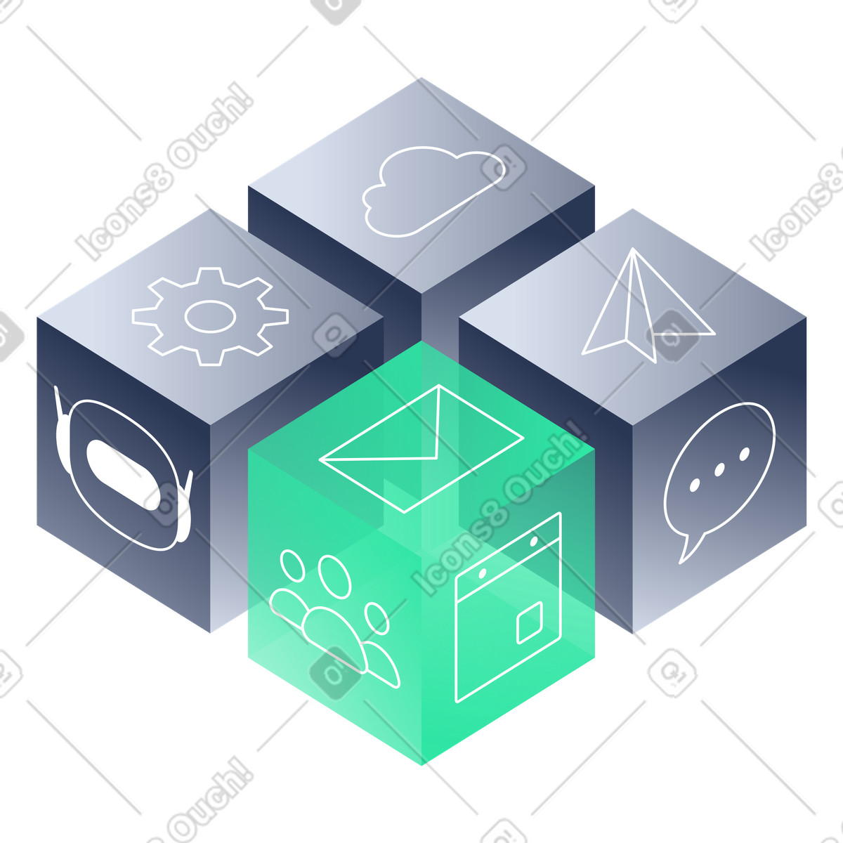 All-in-One Digital Workspace, Enterprise App Ecosystem, Business Tools Integration illustration in PNG, SVG