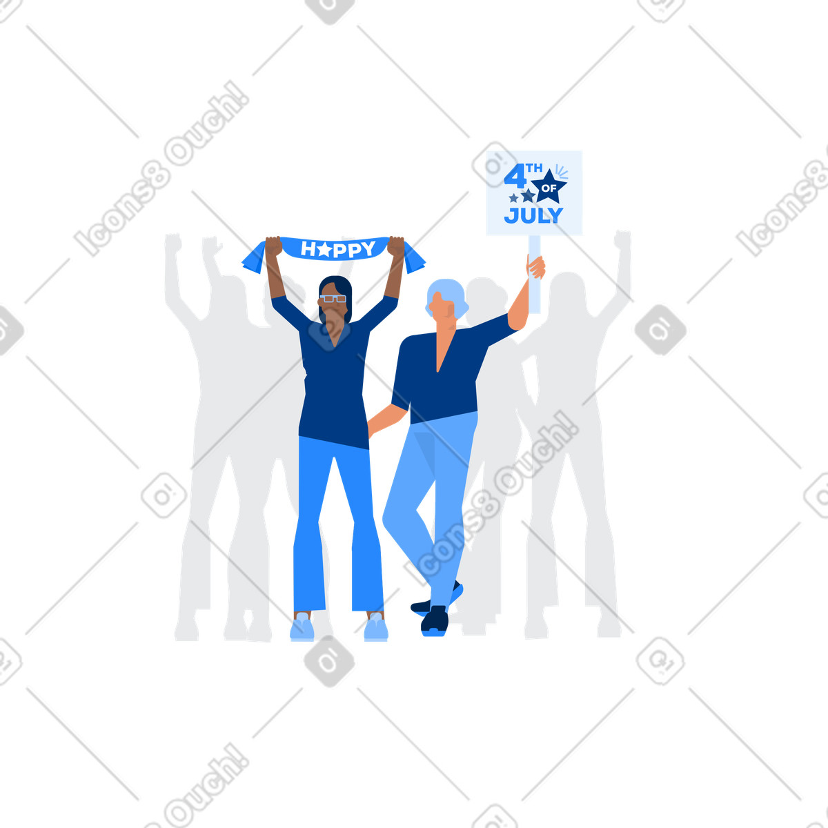 下载 Urban 风格的 独立日快乐 插画，支持 PNG、SVG 格式