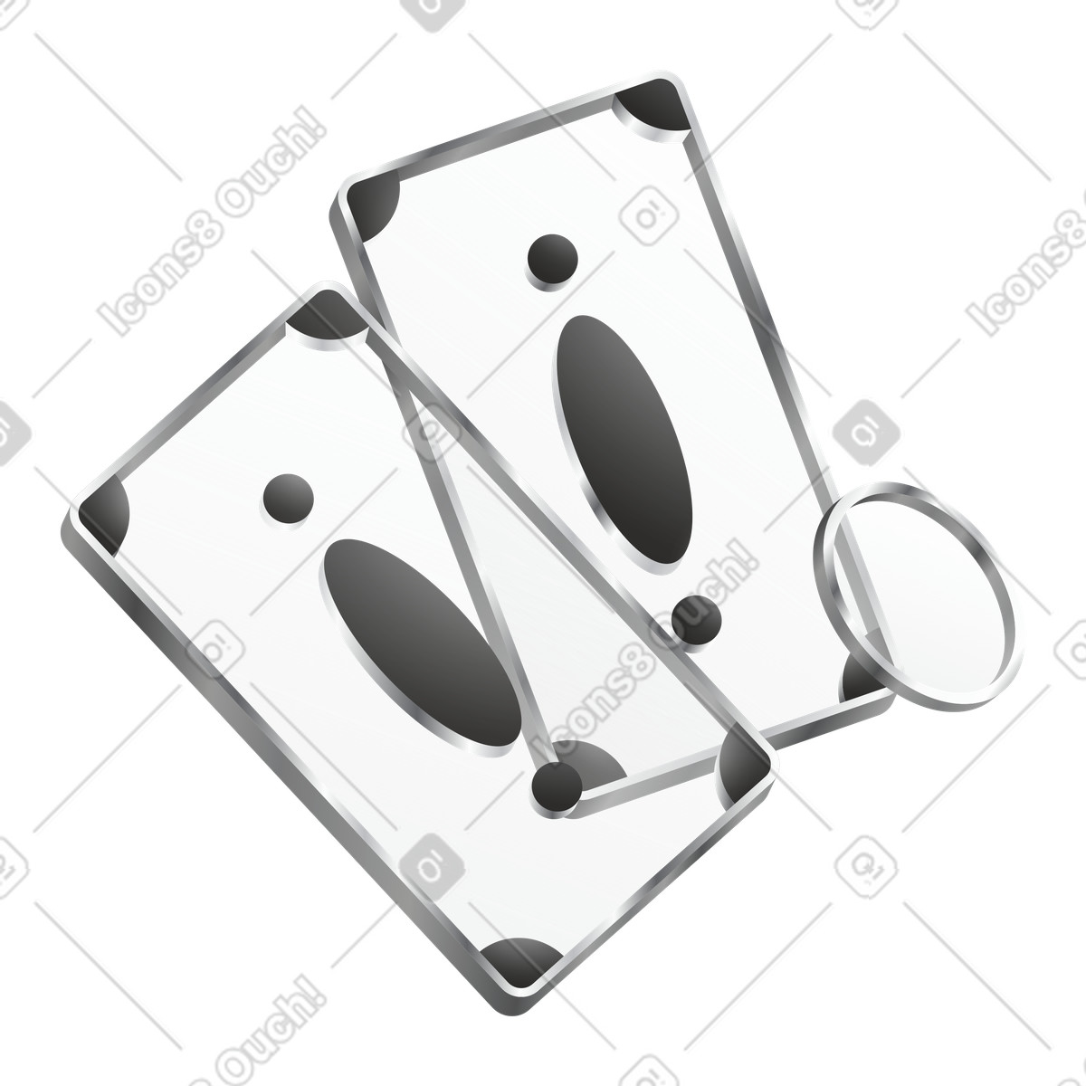 Illustration Billets et pièces de monnaie, finances personnelles épargne dans le style Token à télécharger aux formats PNG, SVG